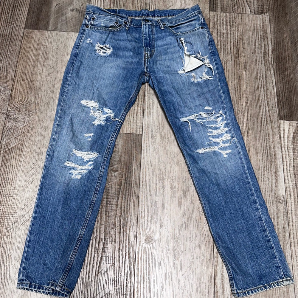 Vintage Levi’s 511 Jean button fly 80s 90s hi rise Mom blue denim distressed